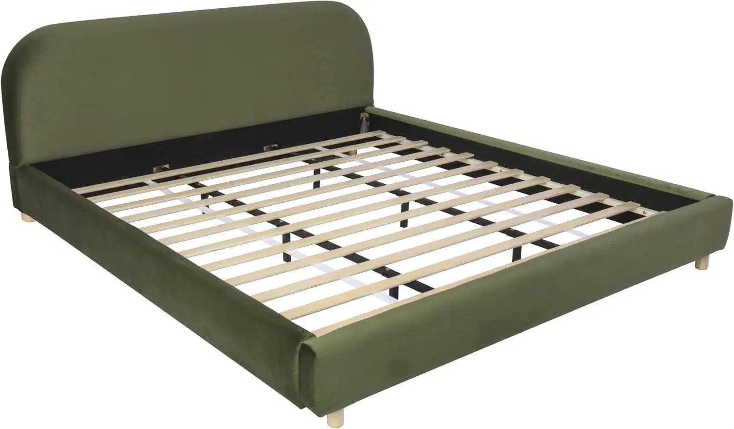 King Size Olive Green Boucle Upholstered Platform Bed from PriceLows™
