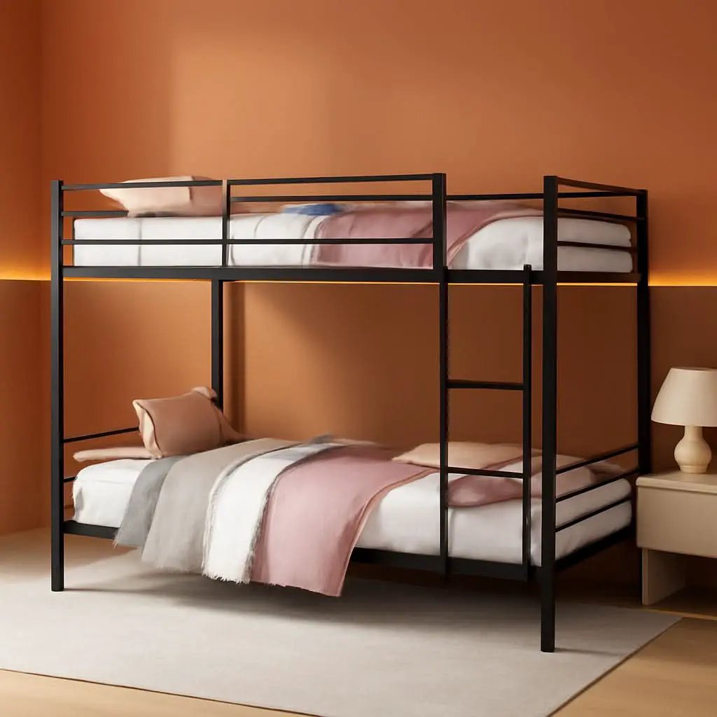 Metal Bunk Bed Twin Over Twin With Safety Guard Rails from PriceLows™