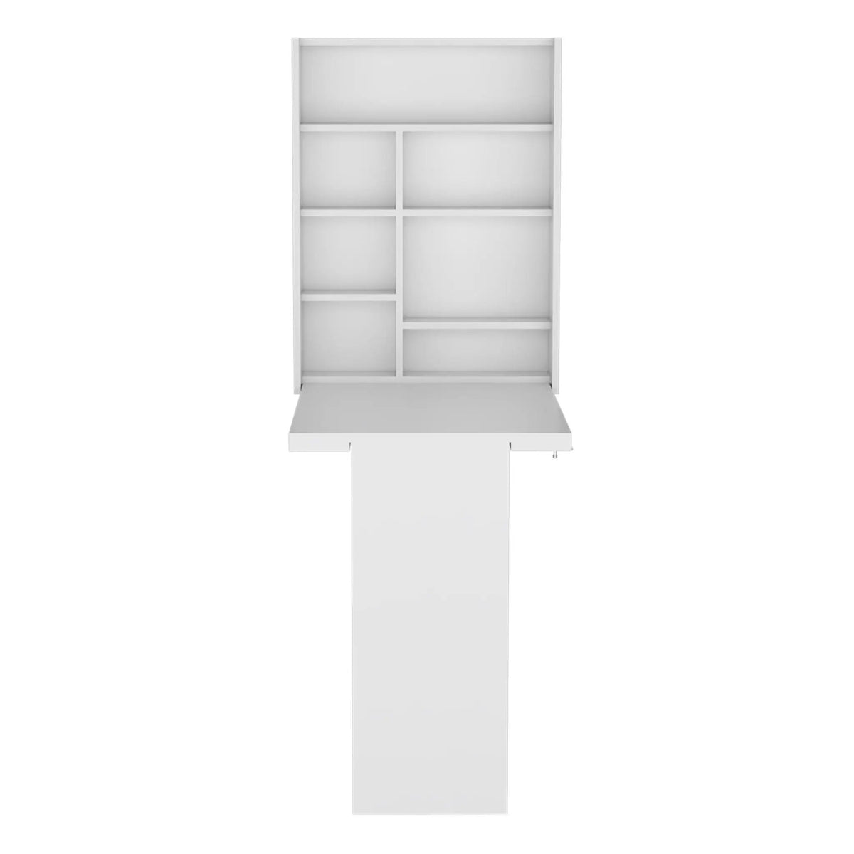 Wall Foldable Table | White | Multiple Shelves | Space-Saving Hutch