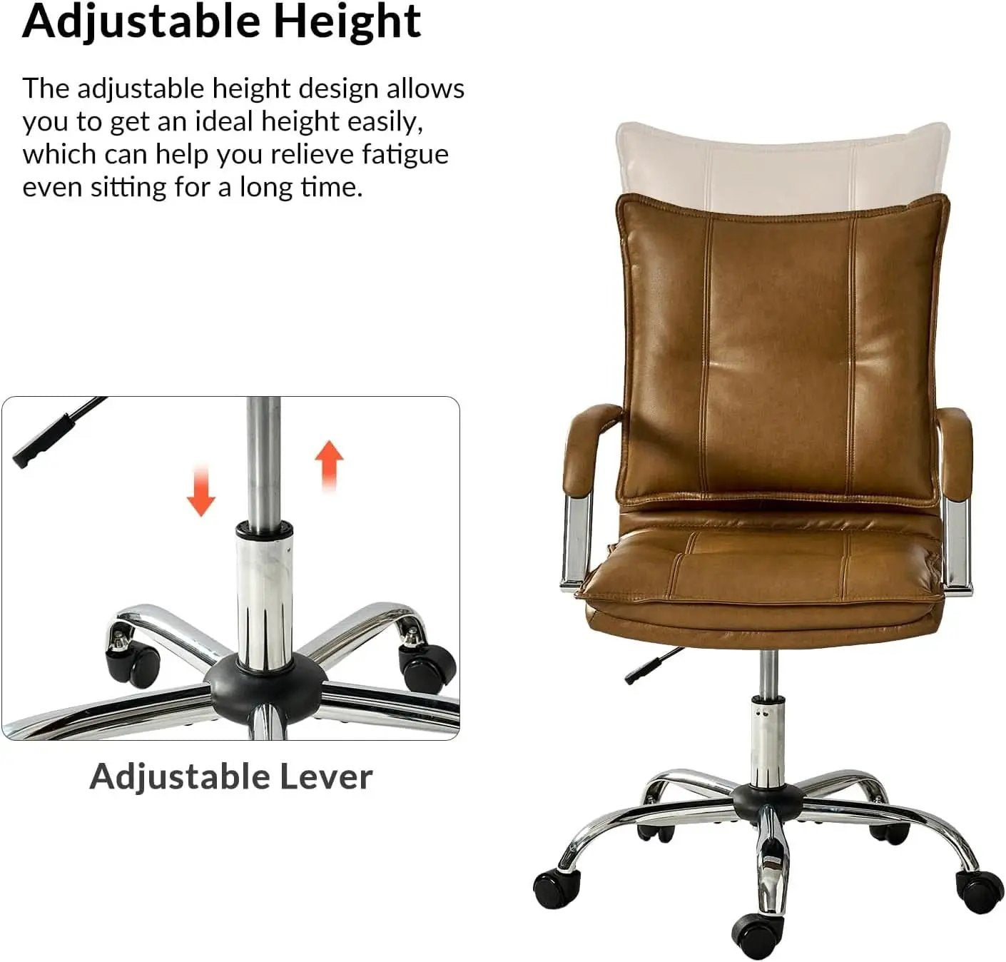 Brown Faux Leather Office Desk Chair Adjustable Swivel from PriceLows™