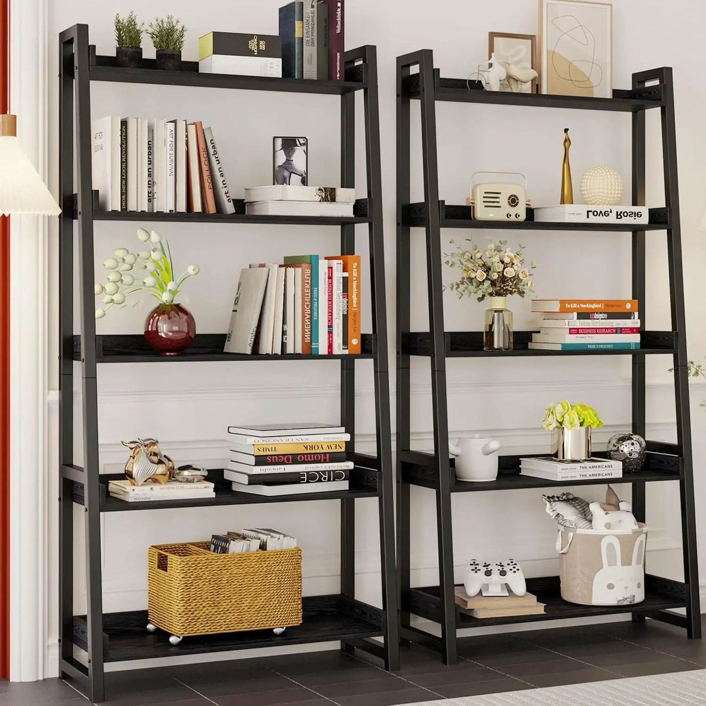 Industrial 5 Tier Bookshelf With Steel Frame 74In Tall from PriceLows™