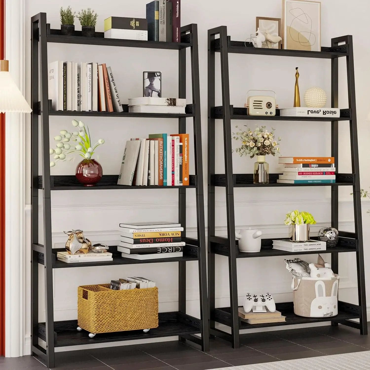 Industrial 5 Tier Bookshelf With Steel Frame 74In Tall from PriceLows™