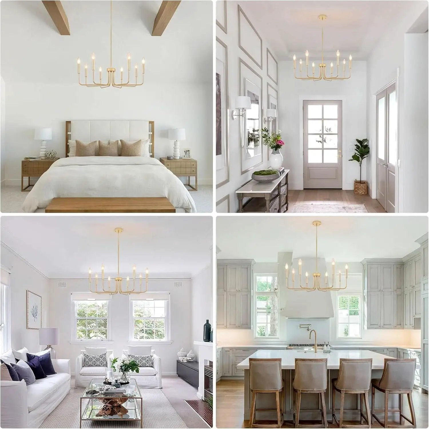 Gold Farmhouse Chandelier 8 Lights for Dining Room from PriceLows™