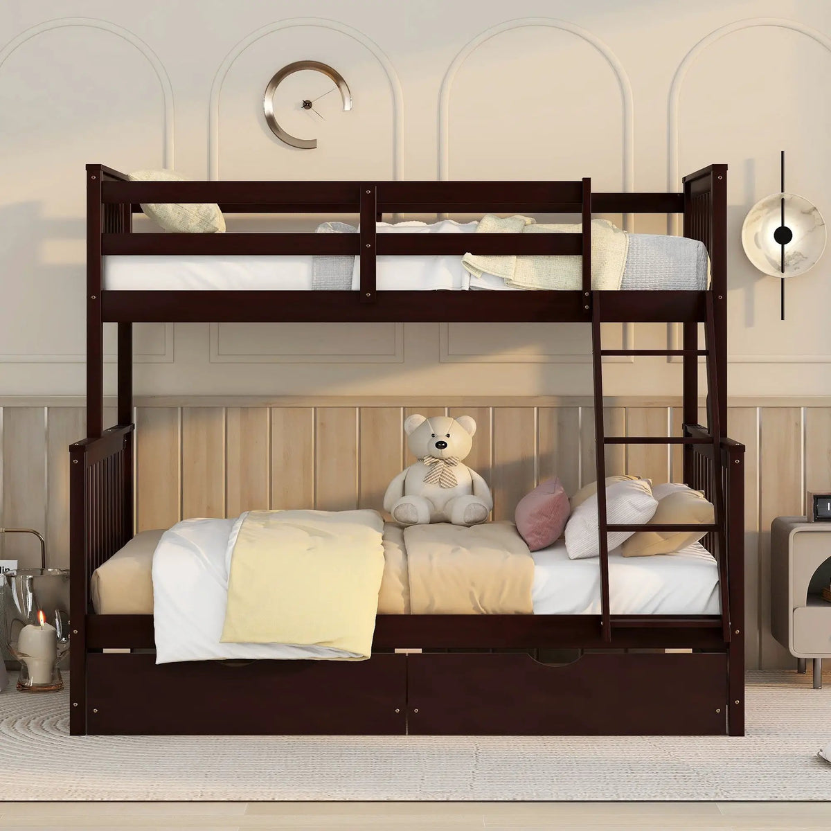 Bunk Bed With Ladders | 2 Storage Drawers | Space-Saving Design | Sleepover Ready