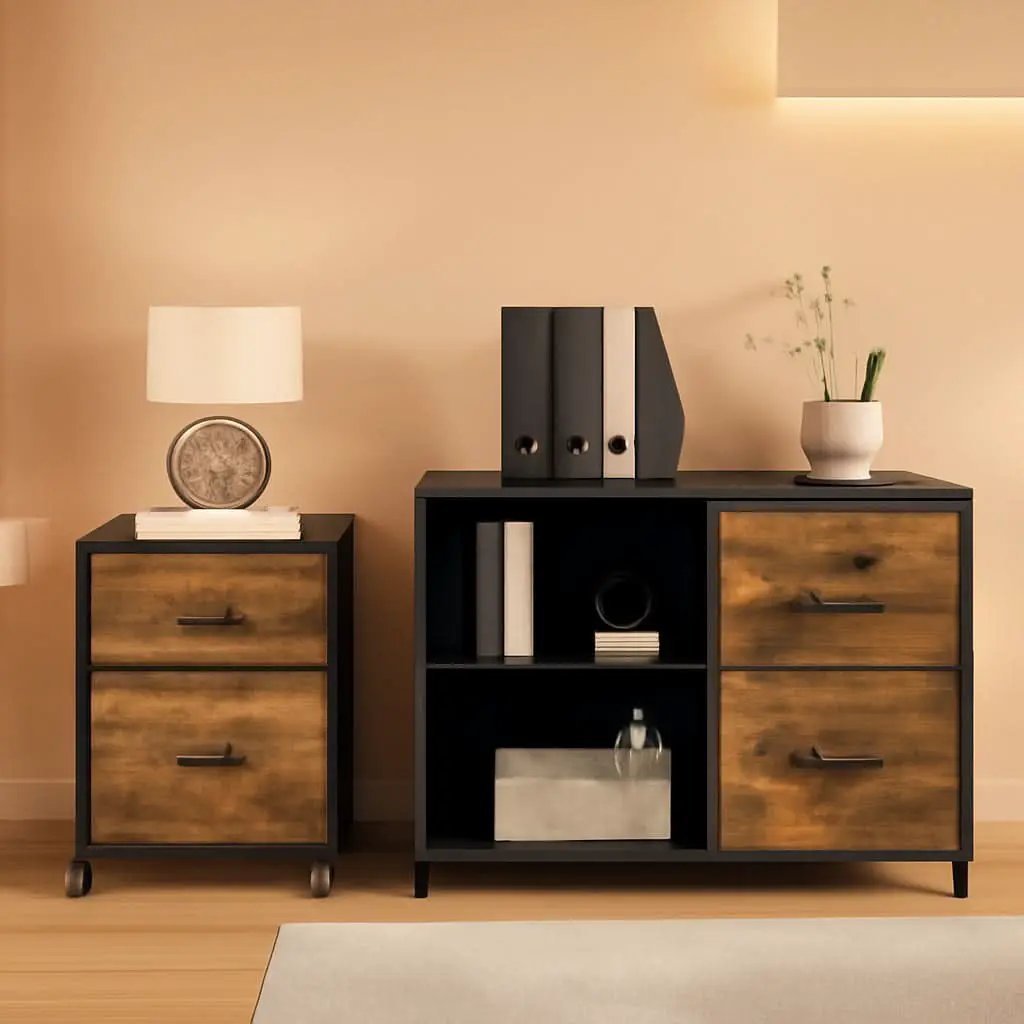 Black Rolling File Cabinet With 2 Drawers And Lock from PriceLows™