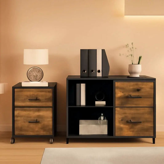 Black Rolling File Cabinet With 2 Drawers And Lock from PriceLows™