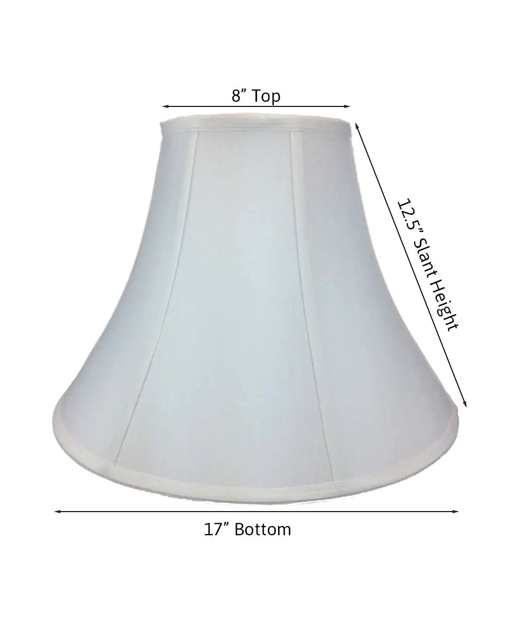White Bell Lamp Shade | 17x13 Inch | Shantung Fabric | 7 Inch Top