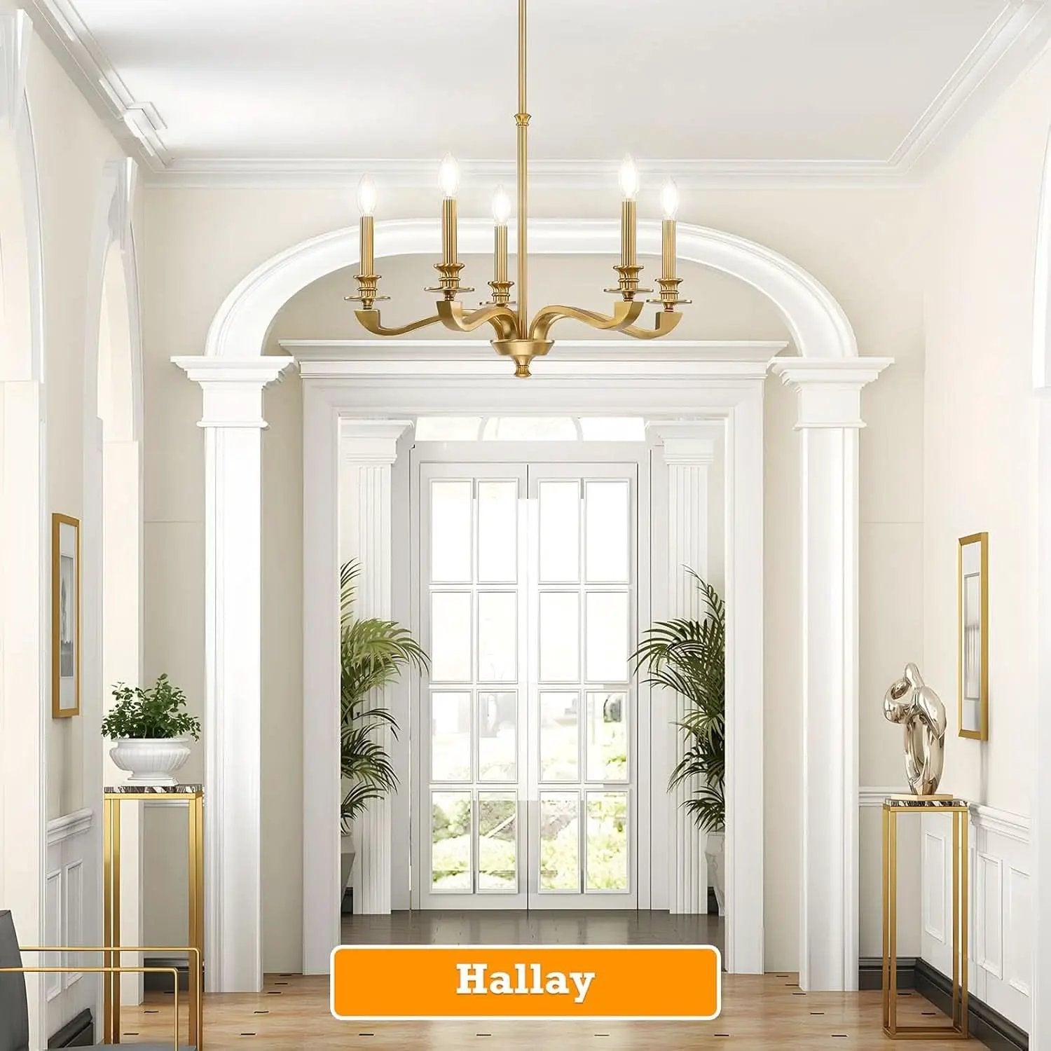 Gold 5 Light Chandelier 25.5 Inch Farmhouse Brass Dining from PriceLows™