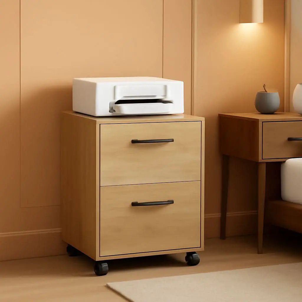 Straw Yellow 2 Drawer Rolling File Cabinet Printer Stand from PriceLows™