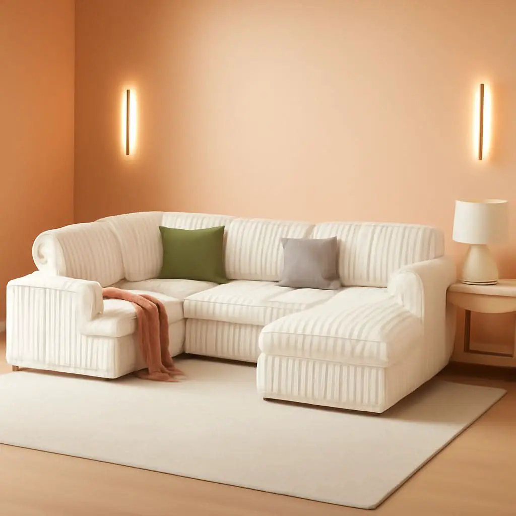 One Hundred Thirty Inch Sleeper Sofa With White Faux Fur from PriceLows™