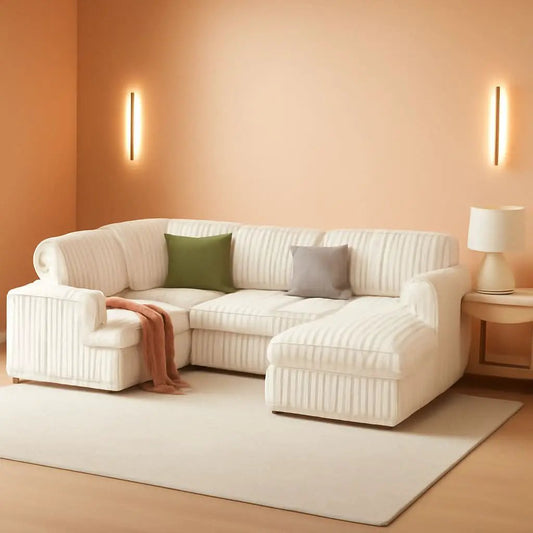 One Hundred Thirty Inch Sleeper Sofa With White Faux Fur from PriceLows™