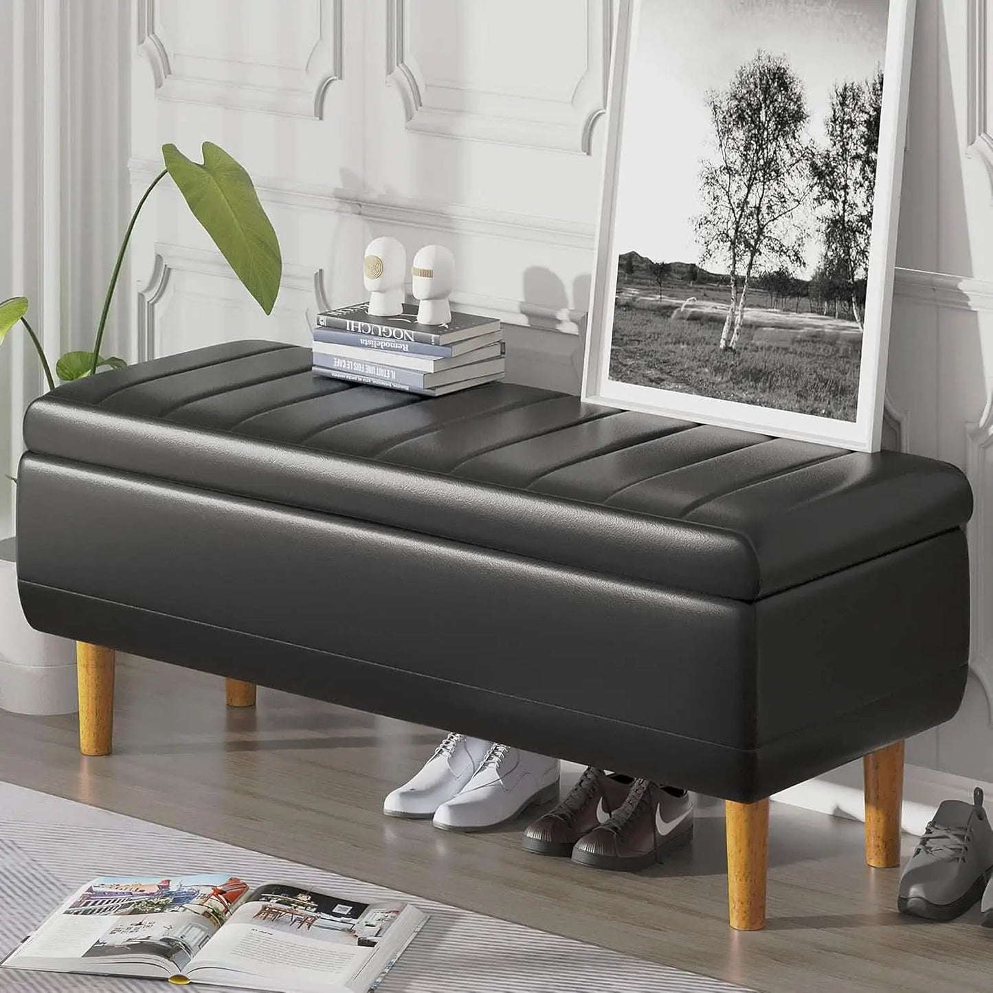 Black 44.5-Inch Storage Ottoman With Premium Gas Spring from PriceLows™