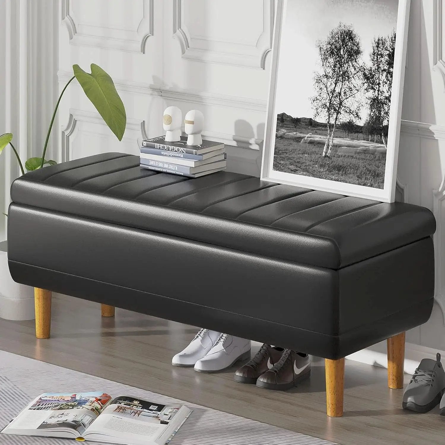 Black 44.5-Inch Storage Ottoman With Premium Gas Spring from PriceLows™