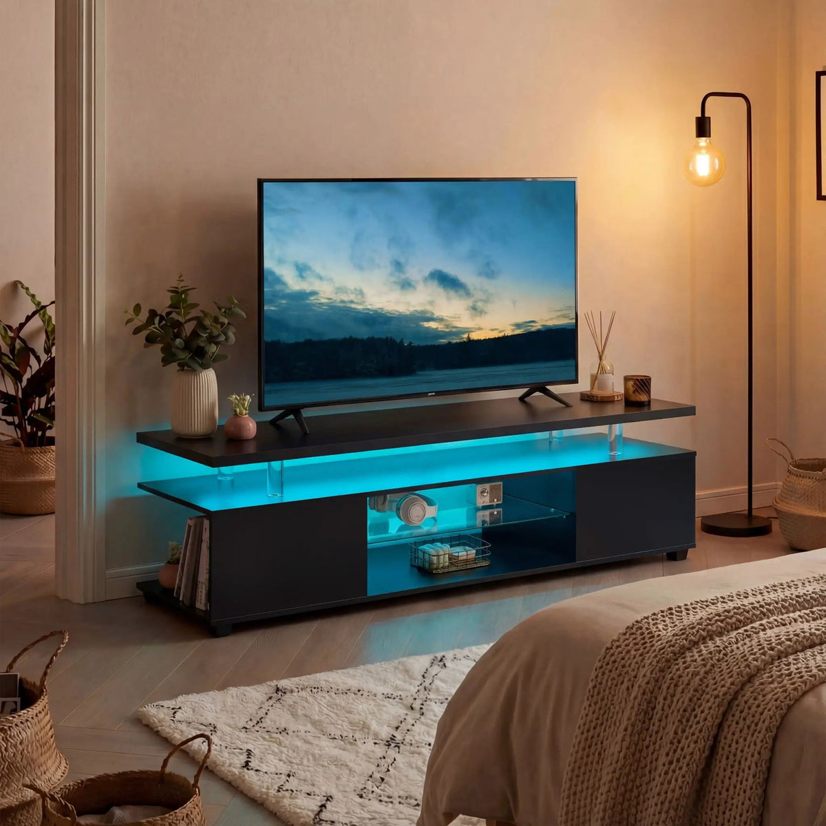 TV Stand | Built In LED | Large Side Cabinet | Modern Style