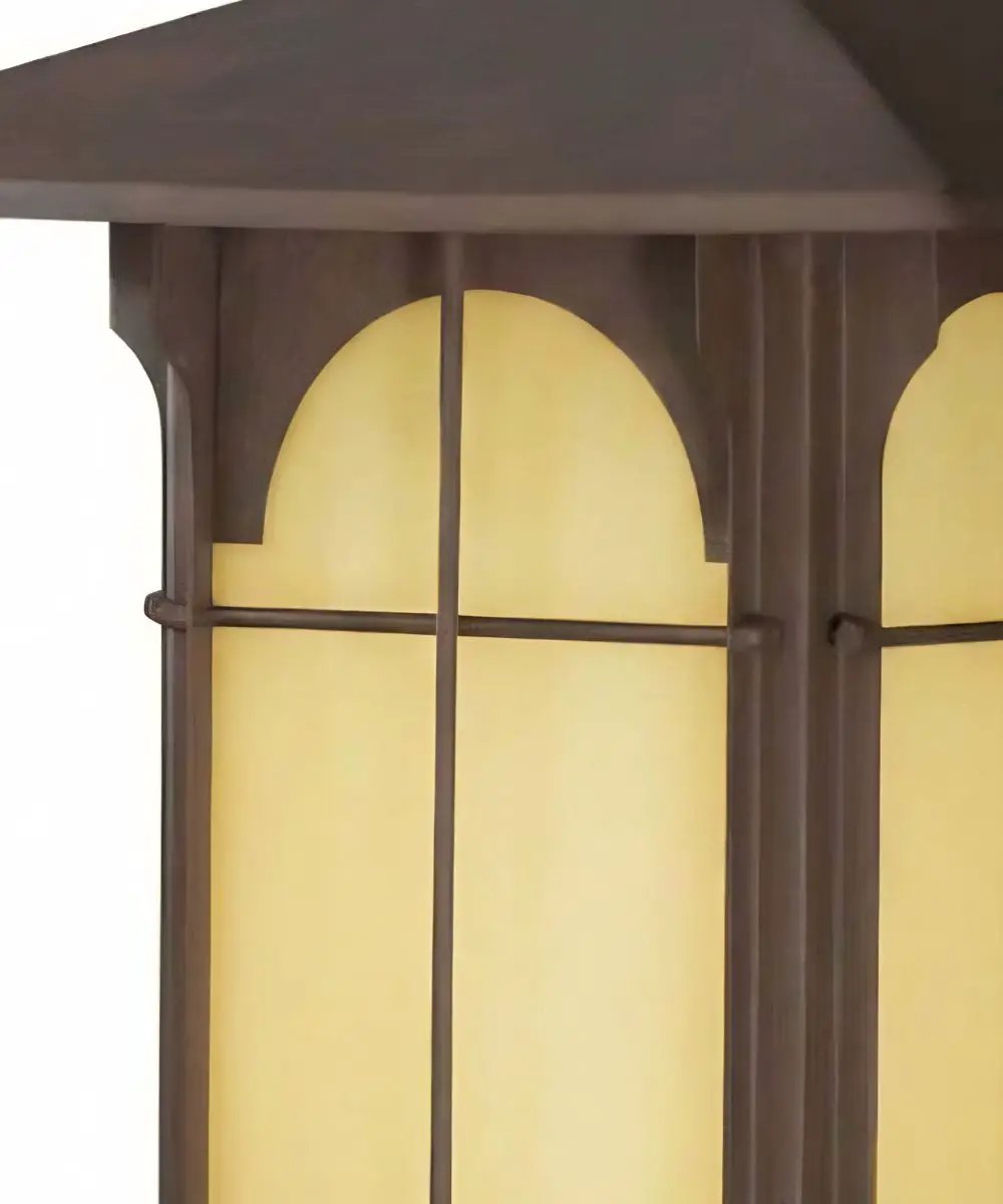 Outdoor Wall Lantern | 14H 1-Light | Olde Brick Bronze | Amber Honey Opal