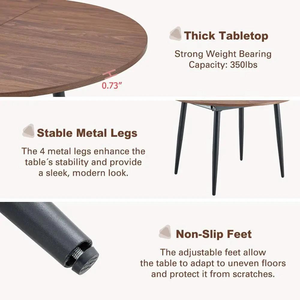 Walnut Extendable Dining Table Set Six Chairs Upholstered from PriceLows™