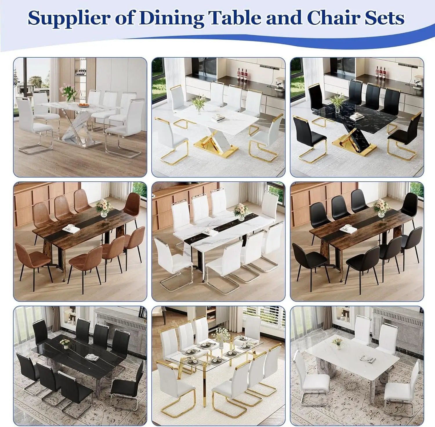 Dining Table Set For Six Seventy One Inch White Marble Top Leather Chairs from PriceLows™
