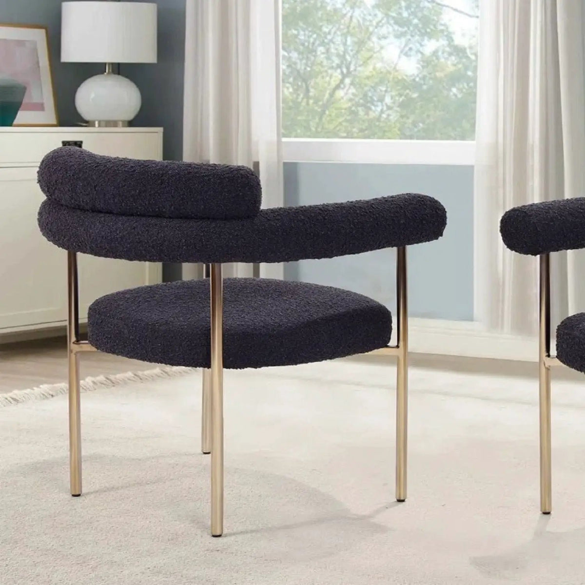 Upholstered Dining Chairs | Metal Legs | Padded Seats | Set Of Two