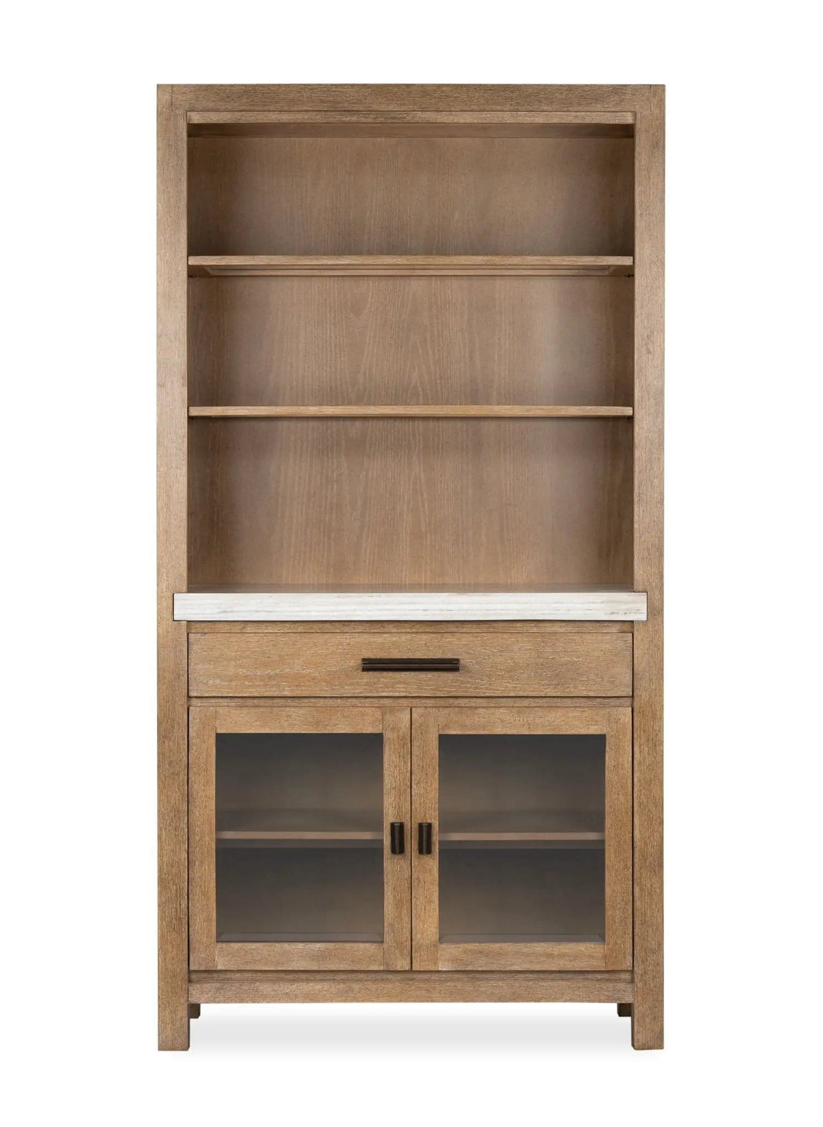 Plum Creek Display Cabinet | 2 Pieces | Oak Veneer & Fabric | Home