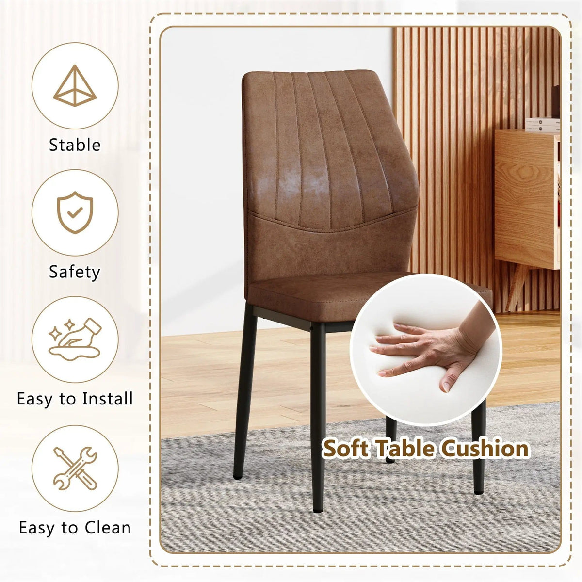 Dining Chairs With Shell Pattern, Comfort And Style Chair Set | 2 Pieces | Fabric & Metal | Dining Room