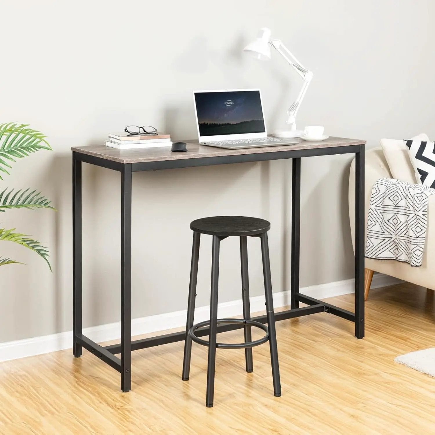 Black Bar Stool Set of 2 Counter Height With Footrest from PriceLows™