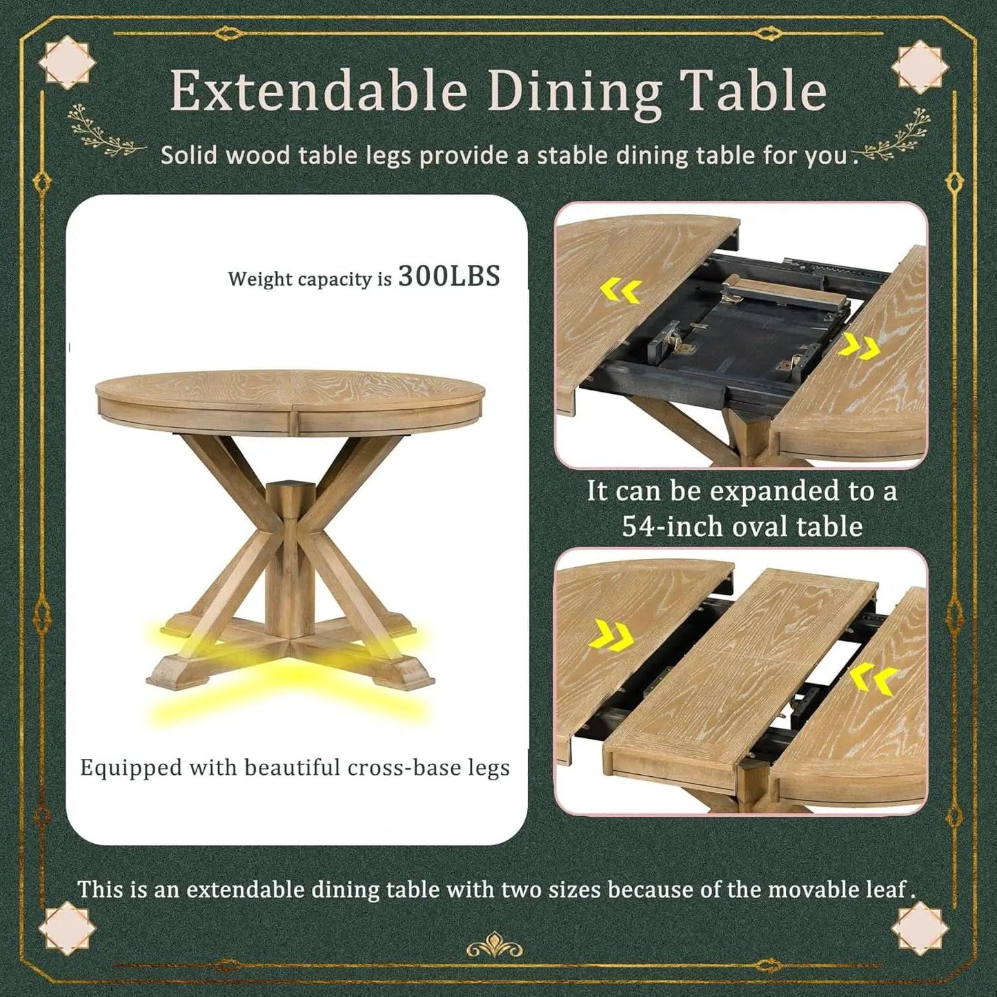 Circular Solid Wood DiningTable Set Four Extendable from PriceLows™