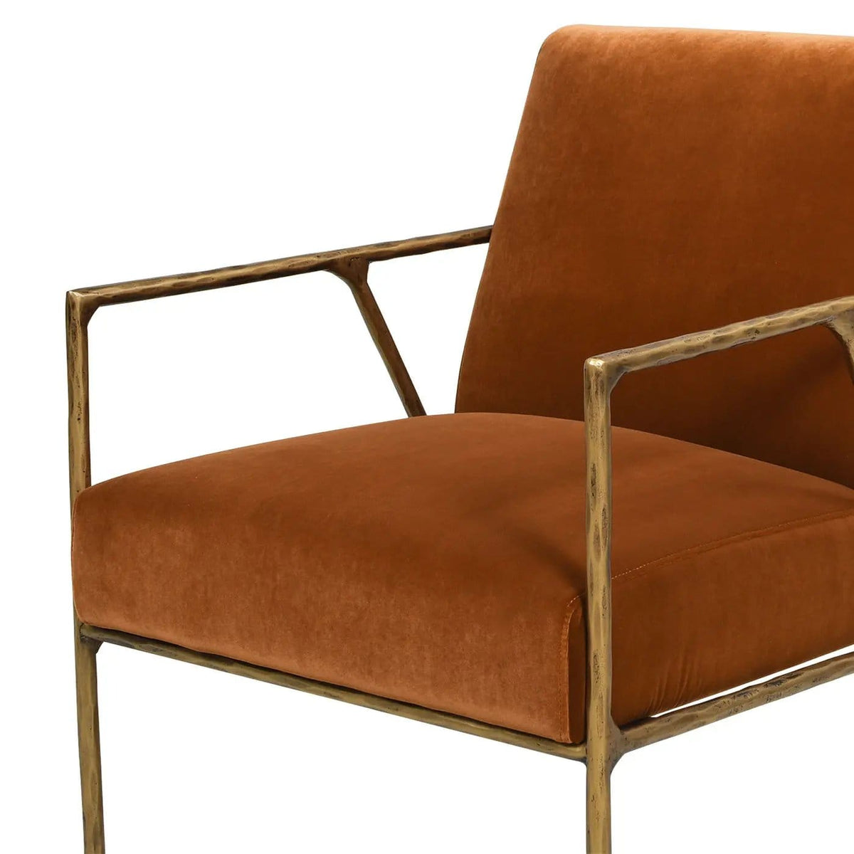 Aerin Hammered Brass Upholstered Accent Arm Chair | 2 Pieces | Iron & Metal | Living Room