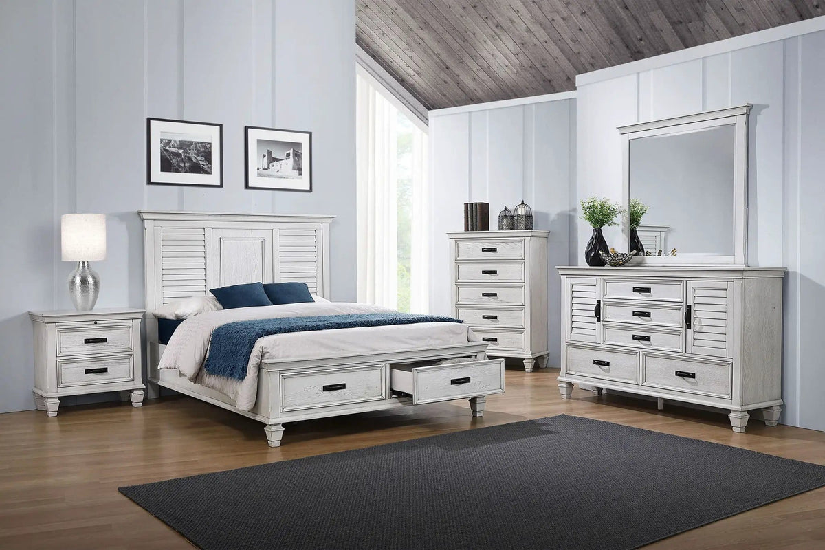 Franco 5-drawer Bedroom Chest Distressed | 36 x 17.5 x 52.25 in | 5-Drawer | White