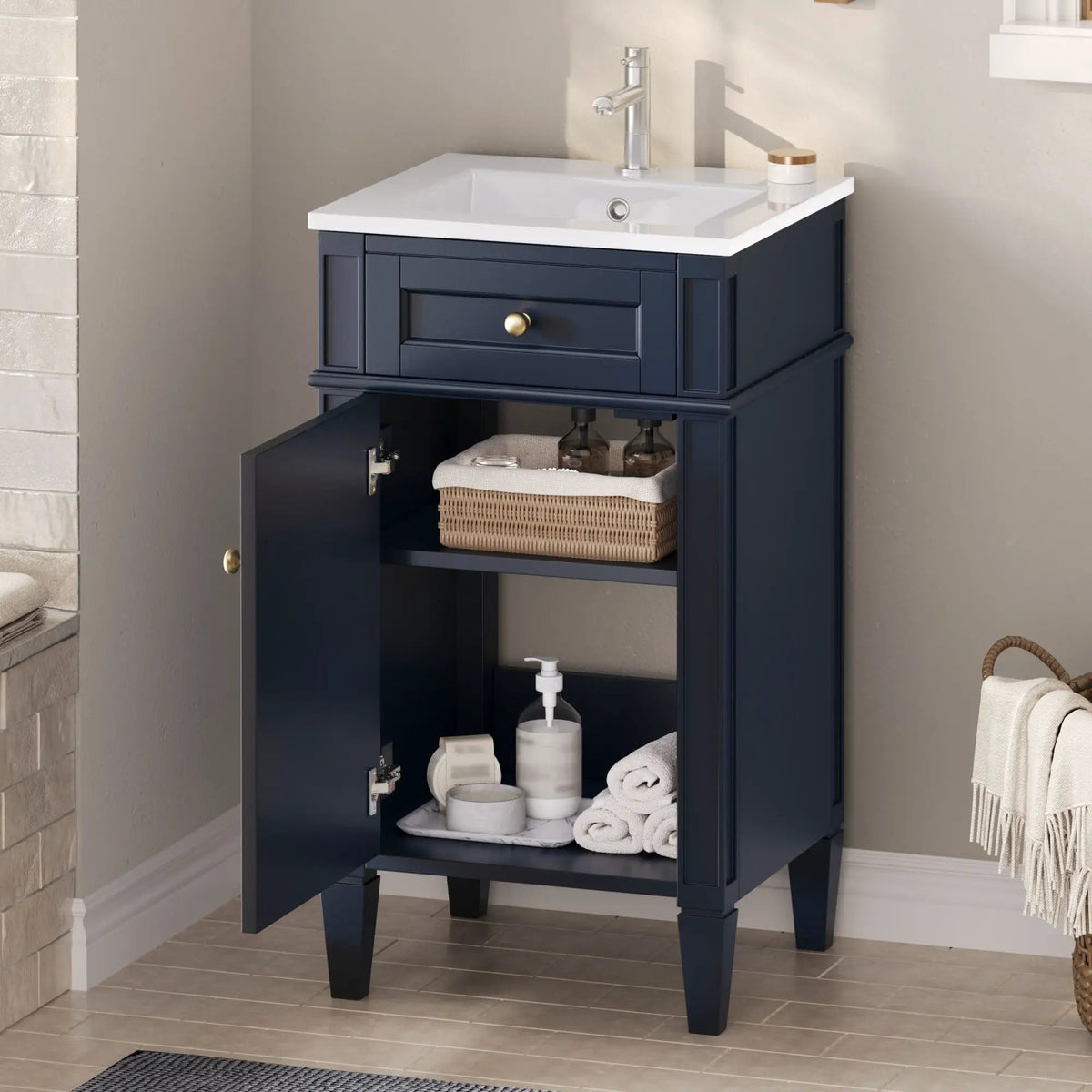 French Style Bathroom Vanity | Rectangular Design | Soft-Closing Door | Adjustable Shelf