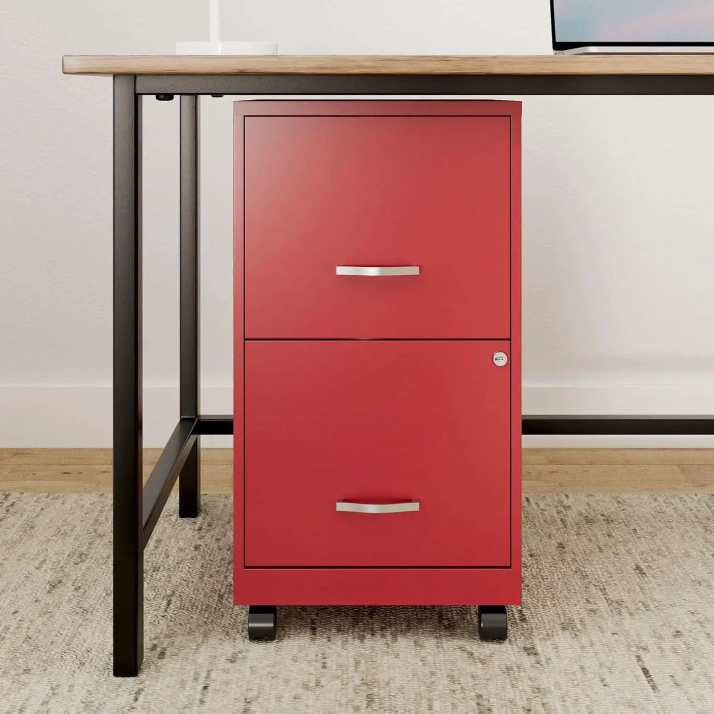 Red Mobile File Cabinet With 2 Locking Drawers 18 Inch from PriceLows™