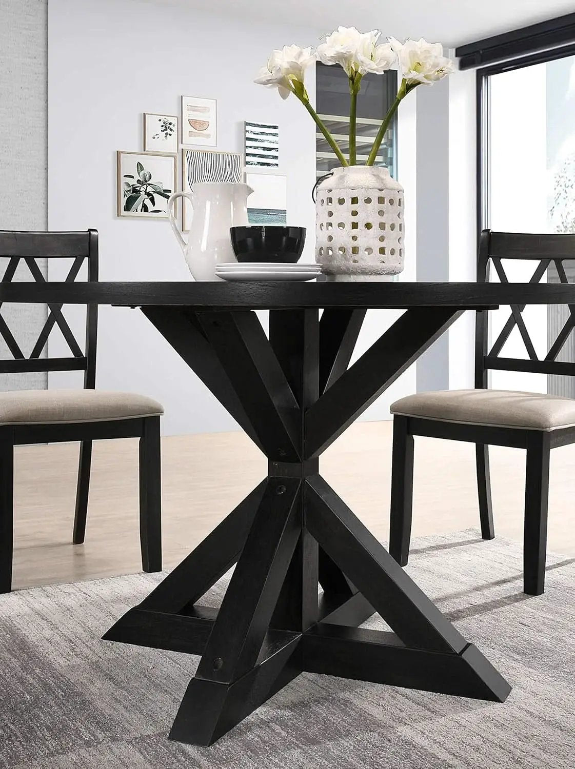 Ebony Five Piece Cross Buck Timbercrafted Dining Set from PriceLows™