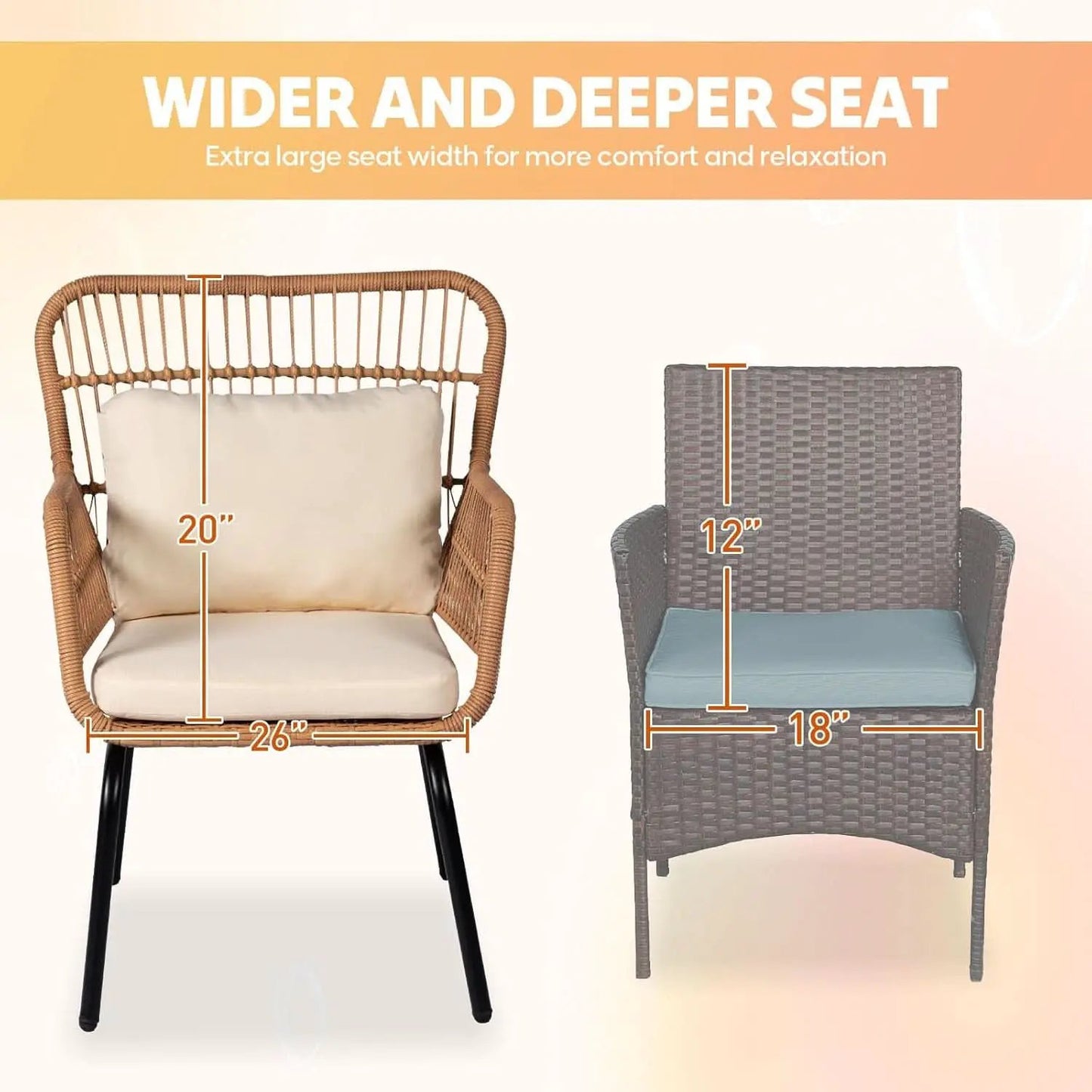 Outdoor Patio Wicker Bistro Set 3 Piece Yellow Beige from PriceLows™