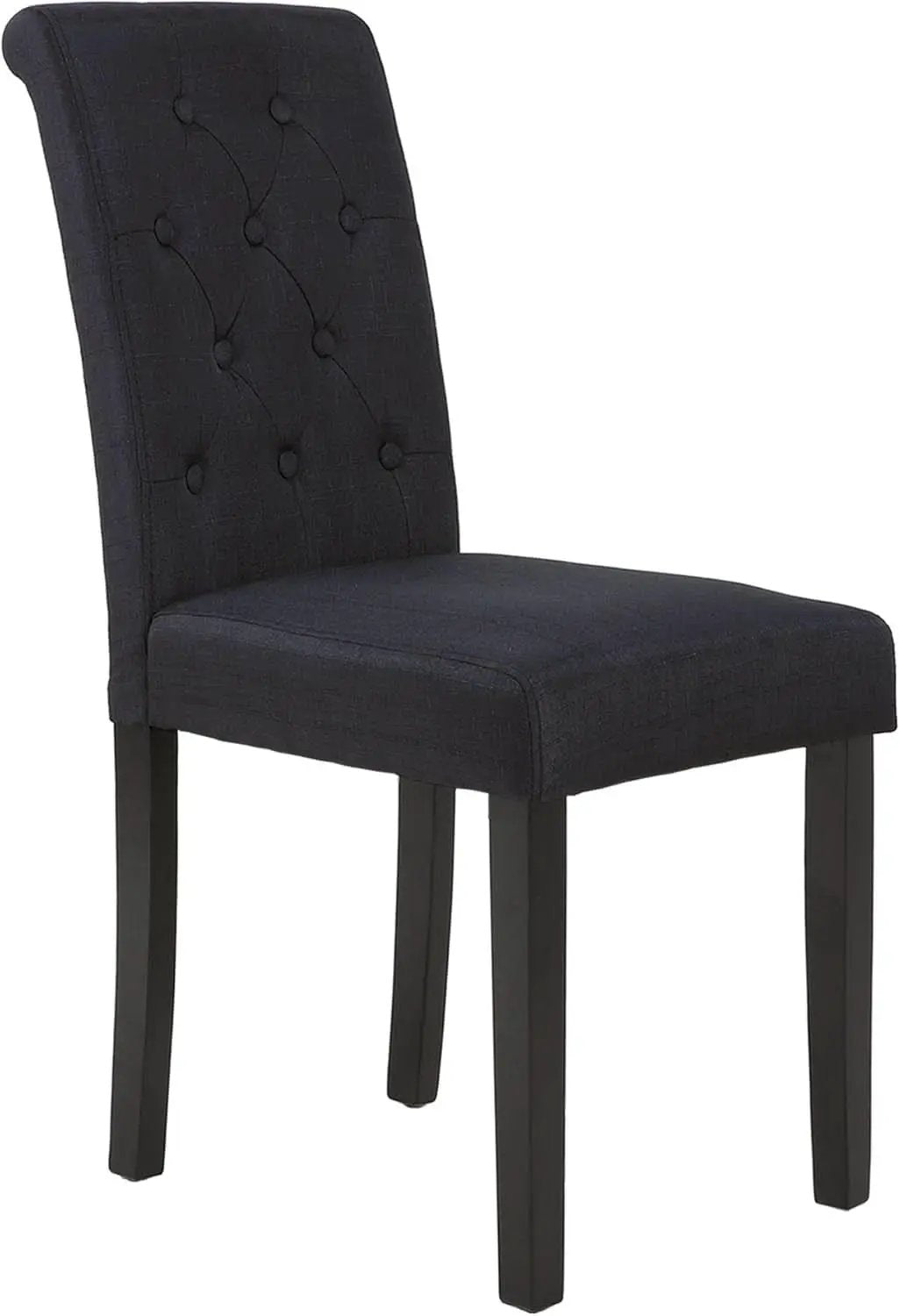 Two Upholstered Fabric Dining Chairs Button Tufting Black from PriceLows™