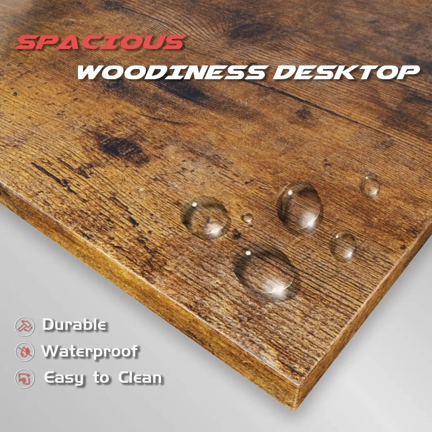 L Shaped Gaming Desk 51 Inch With Monitor Riser Brown from PriceLows™