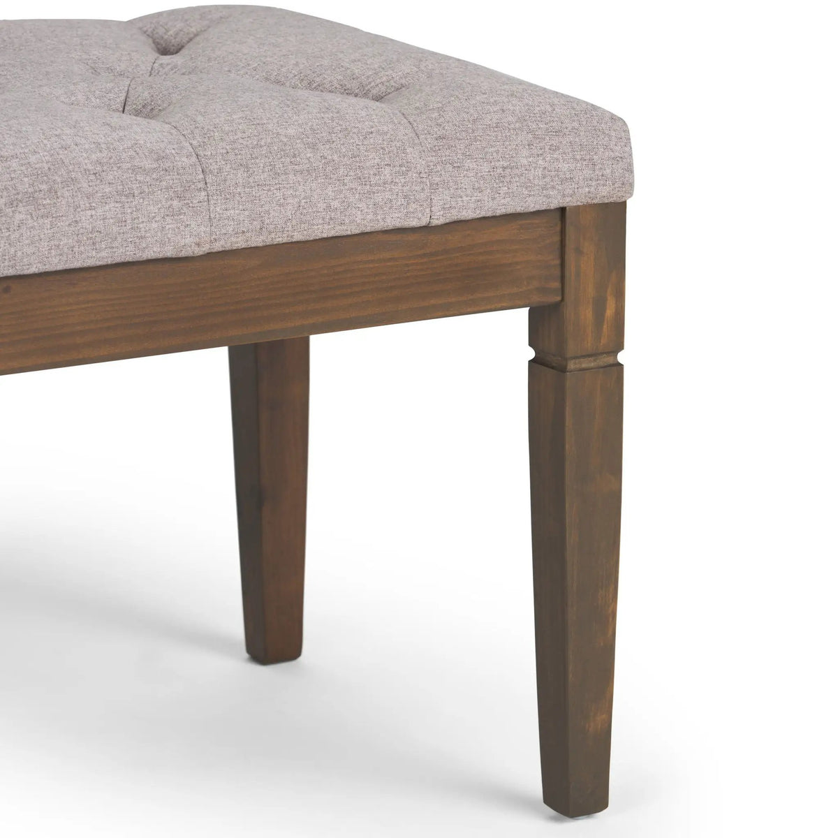 Waverly Upholstered Ottoman Bench | Tufting Detail | Carved Legs | Solid Wood Frame