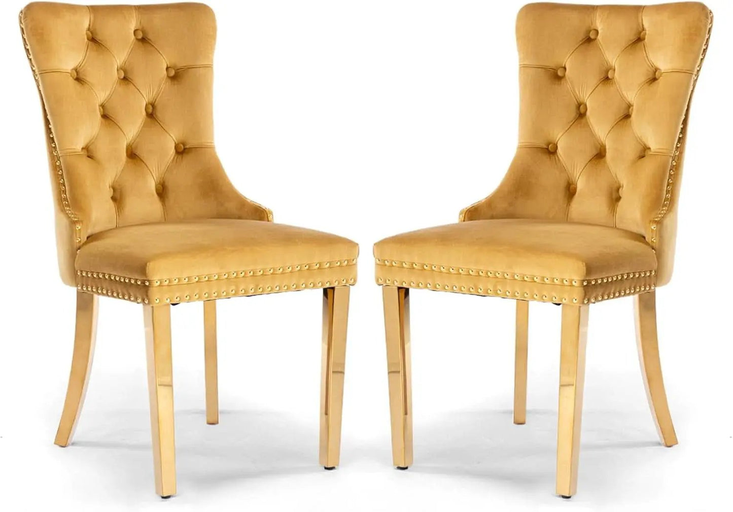 Velvet Tufted Dining Chair Set Of 2 With Nailhead Trim from PriceLows™