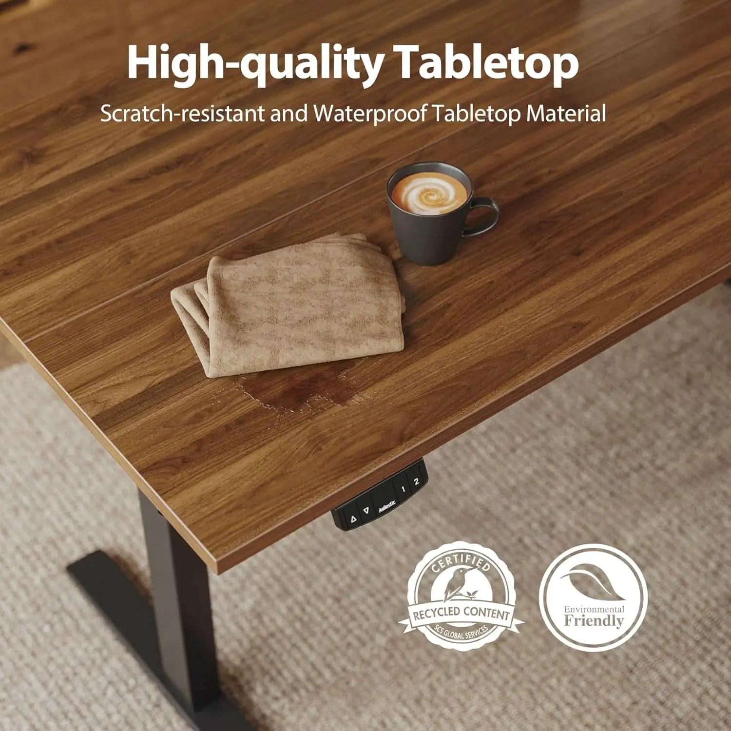 Electric Standing Desk 48x24 Height Adjustable Dark Walnut from PriceLows™