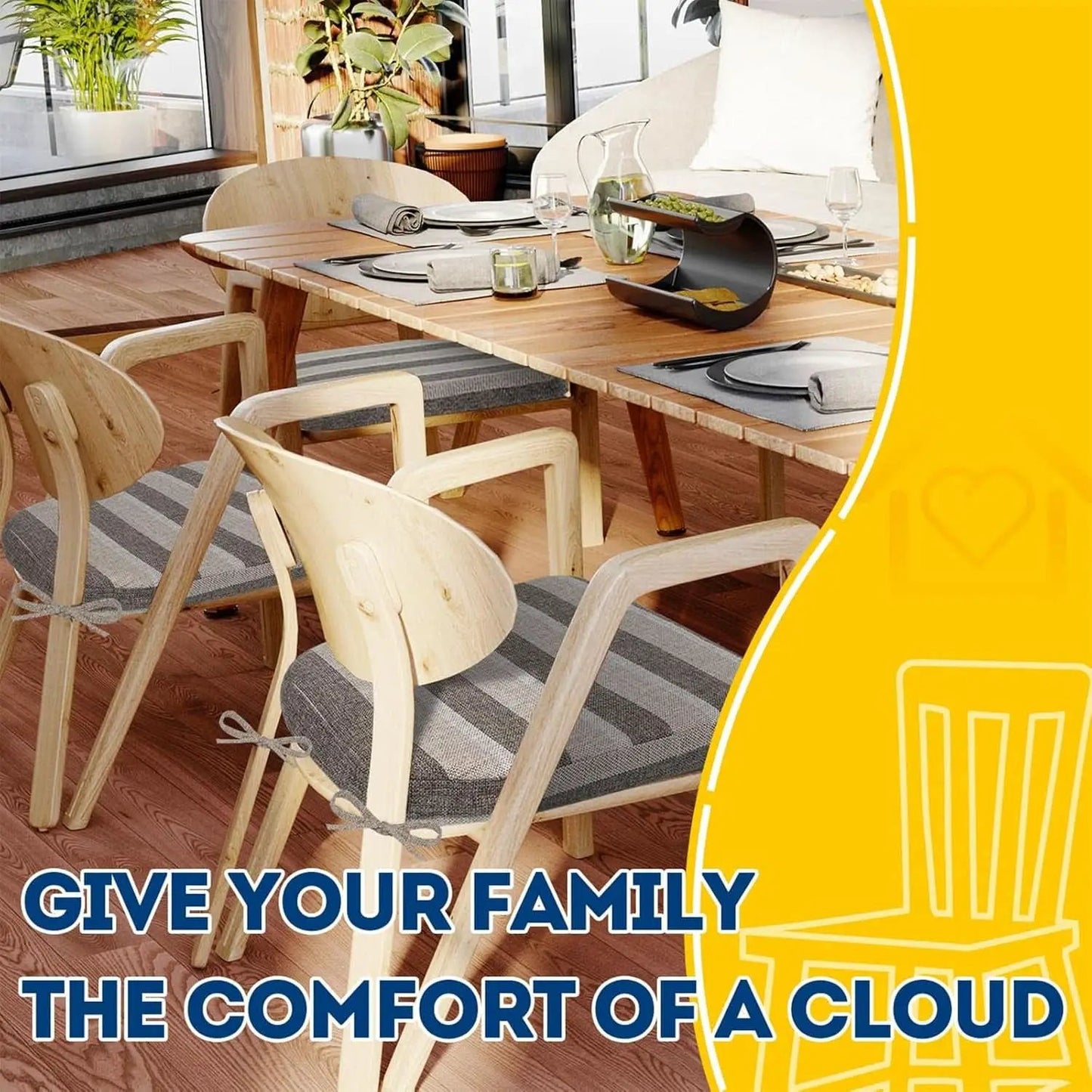 D Shaped Chair Cushions 2 Inch Thick 17 by 16 4 Pack from PriceLows™