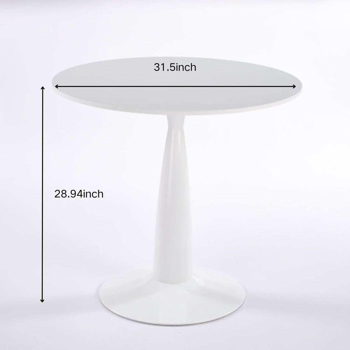 Pedestal Table, Round For Kitchen - | 31.5 x 31.5 x 28.93 in | Metal & Mdf | White