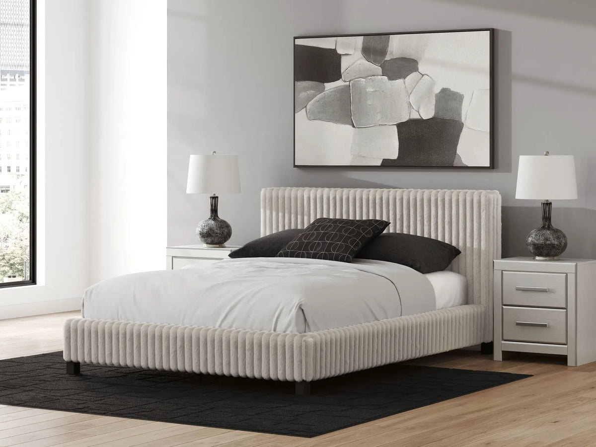 Zuraleus Upholstered Bed | Corded Fabric | Casual Contemporary Style | 91.25 Inch Width