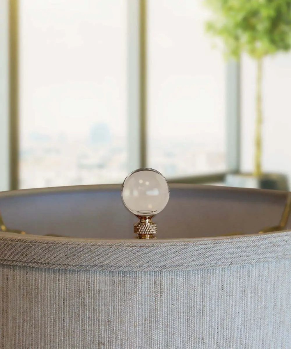 Lamp Finial | Smooth Ball Shape | Amber Glass Finish | 30mm Diameter