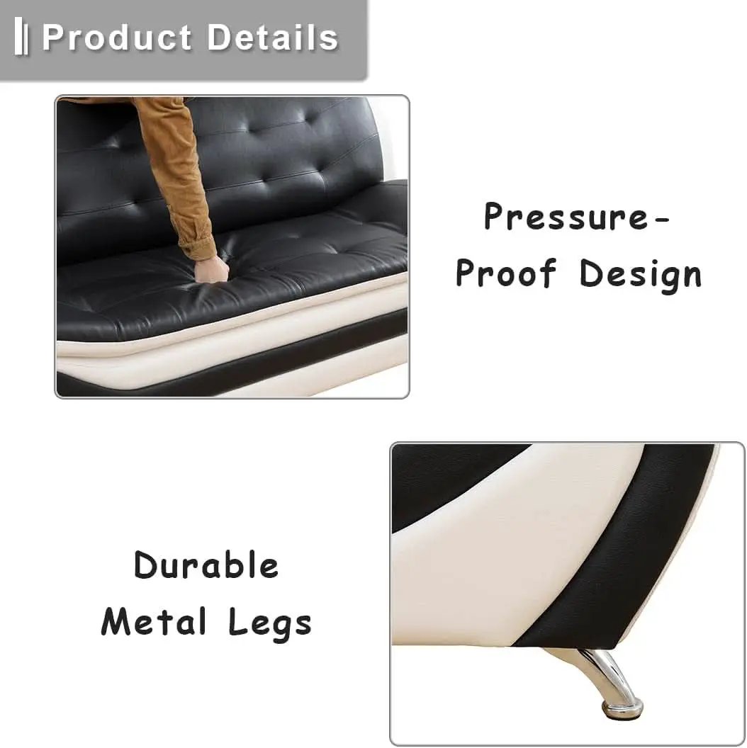 Leather Sofa Set With Loveseat For Living Room Black White from PriceLows™