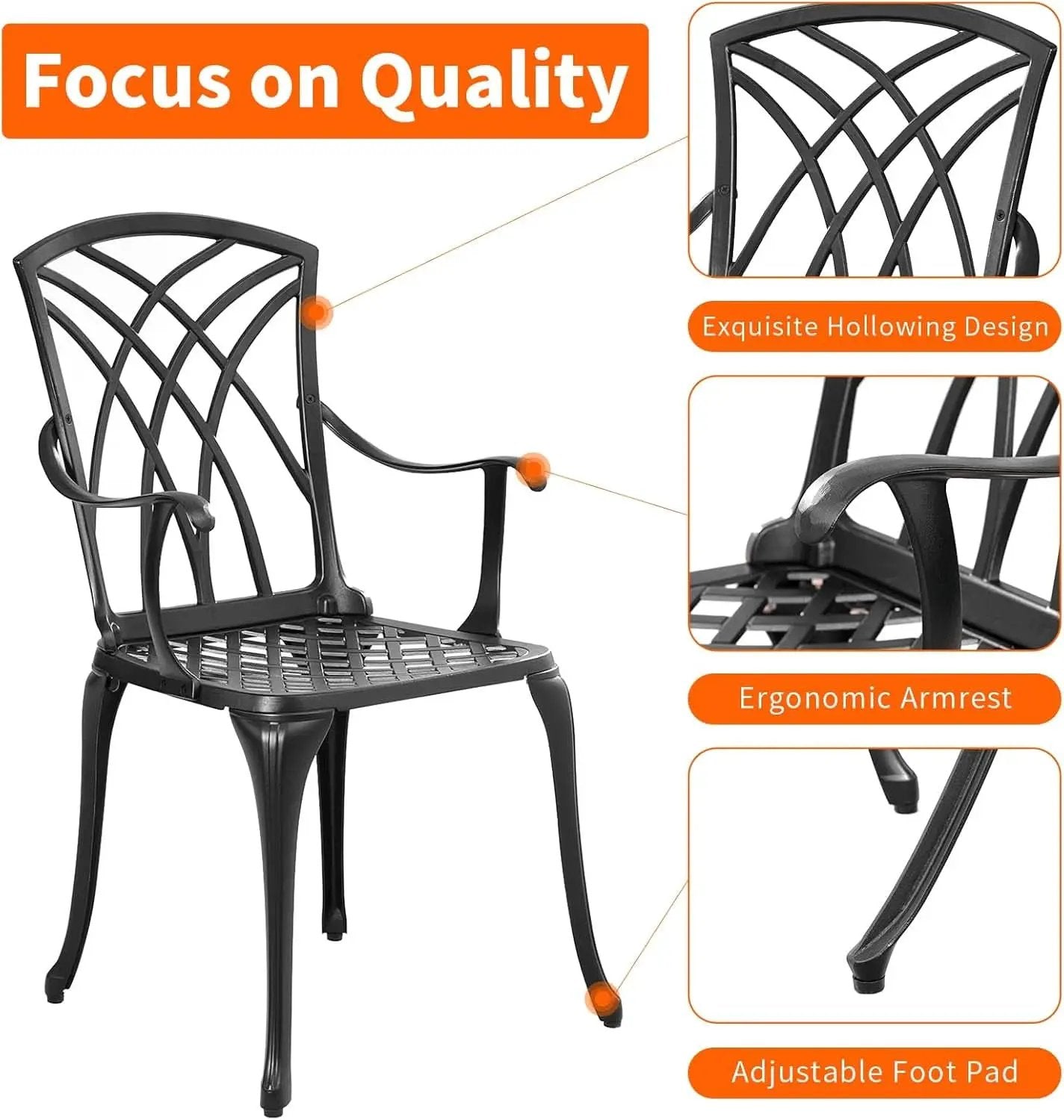 Outdoor Cast Aluminum Bistro Set 3 Piece Table And 2 Chairs Black from PriceLows™