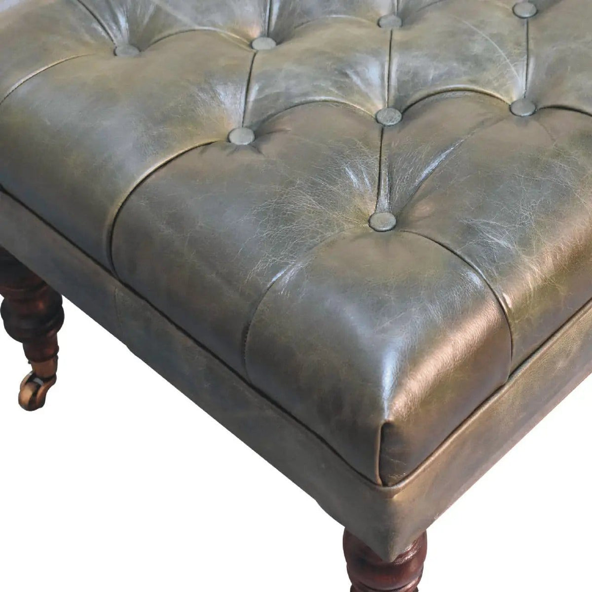 Buffalo Ottoman With Castor Legs | 7 Pieces | Mango Wood | Living Room