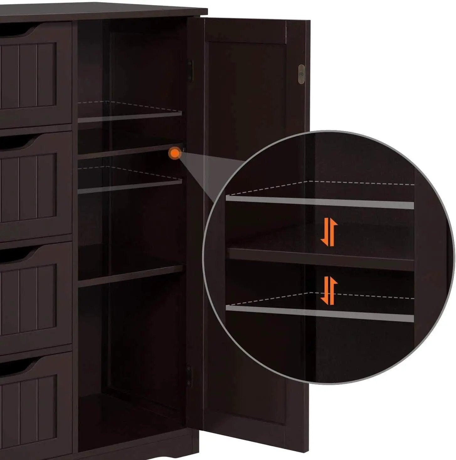 Brown Wooden Bathroom Floor Cabinet With 4 Drawers from PriceLows™