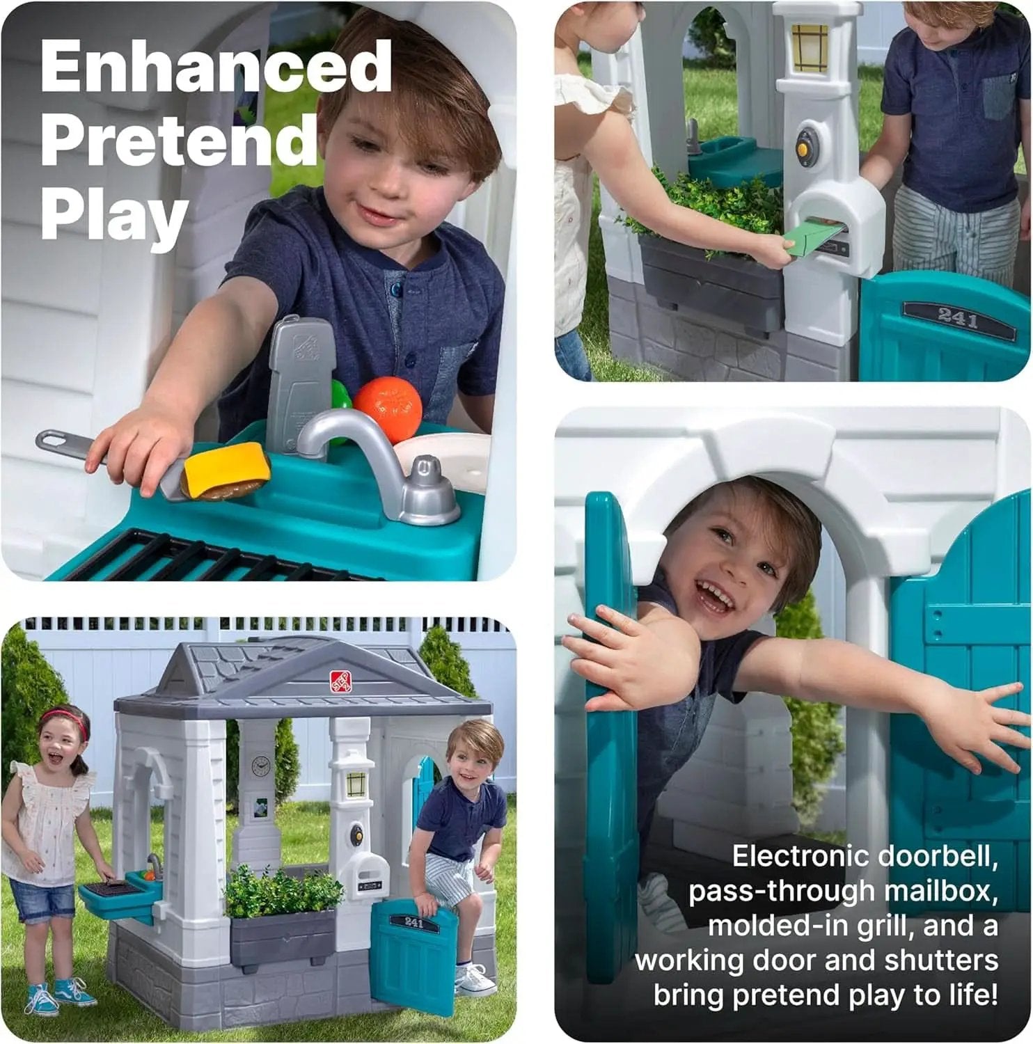 Grey Indoor Outdoor Playhouse With Interactive Sounds from PriceLows™