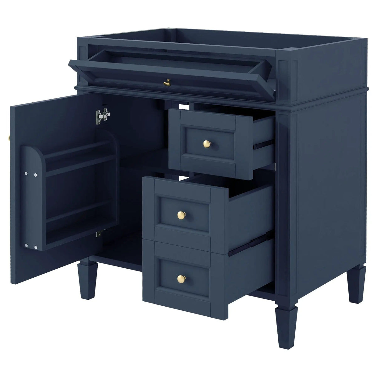 Bathroom Vanity | 3 Drawers | Blue Finish | Tip Out