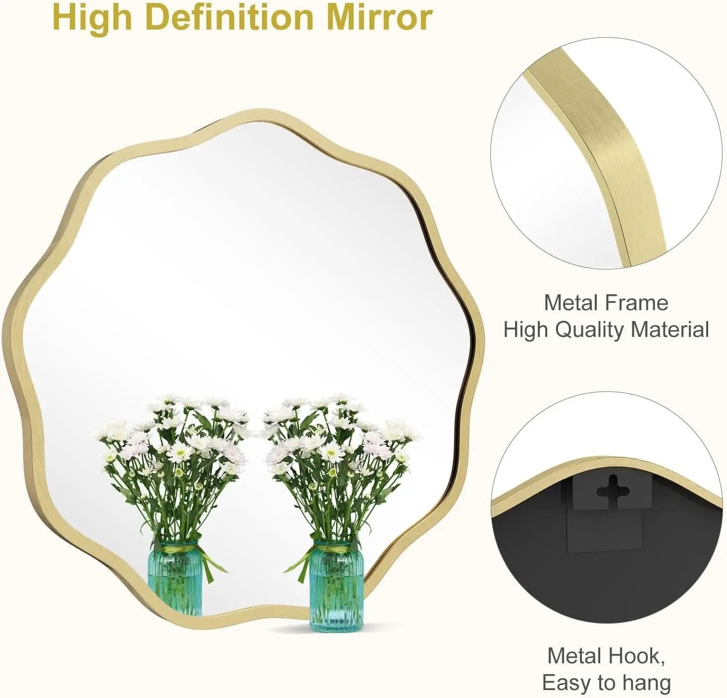 Gold Round Wall Mirror 20 Inch Decorative Home Accent from PriceLows™