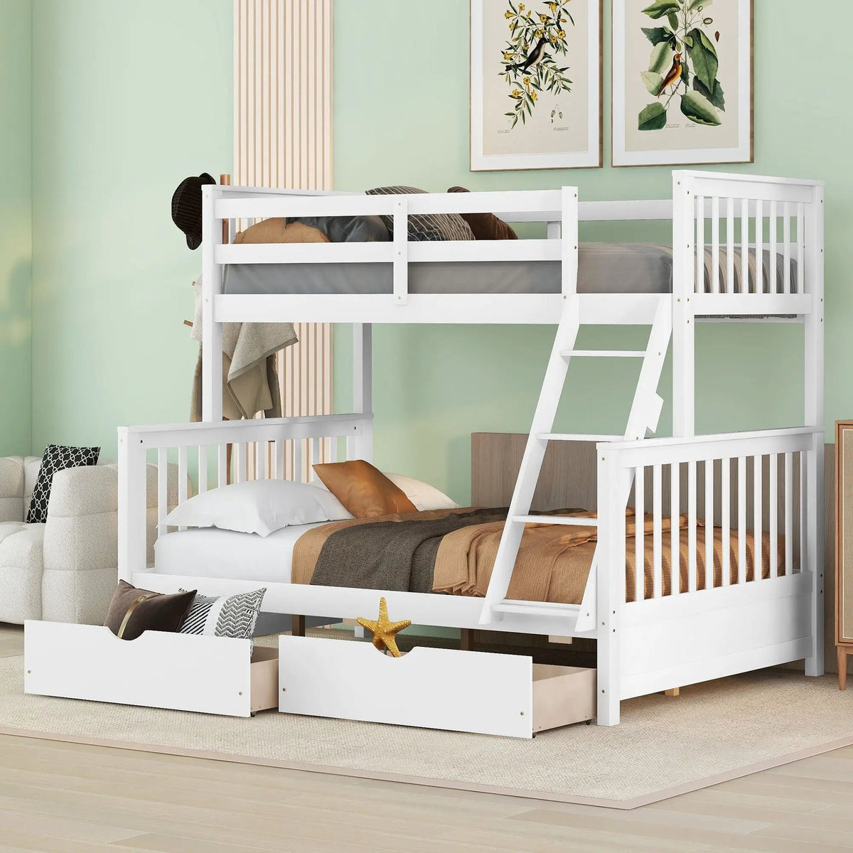 Bunk Bed With Ladders | 2 Storage Drawers | Space-Saving Design | Sleepover Ready