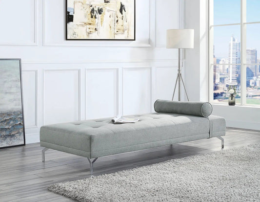 Quenti Velvet Sofa Bed With Pillow Chaise | 34 x 74 x 21 in | Velvet & Metal | Gray